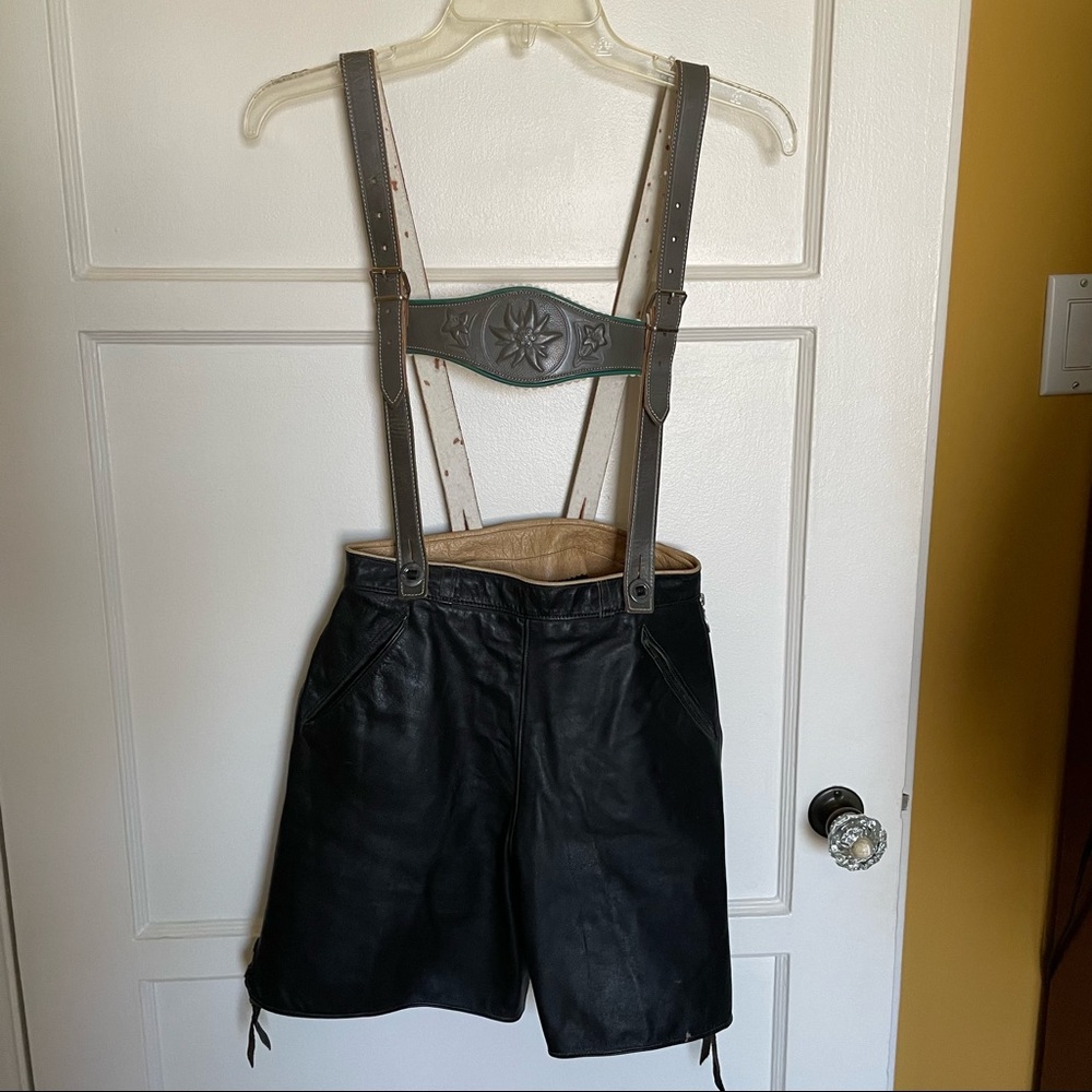 Vintage Leather lederhosen shorts brace suspenders
